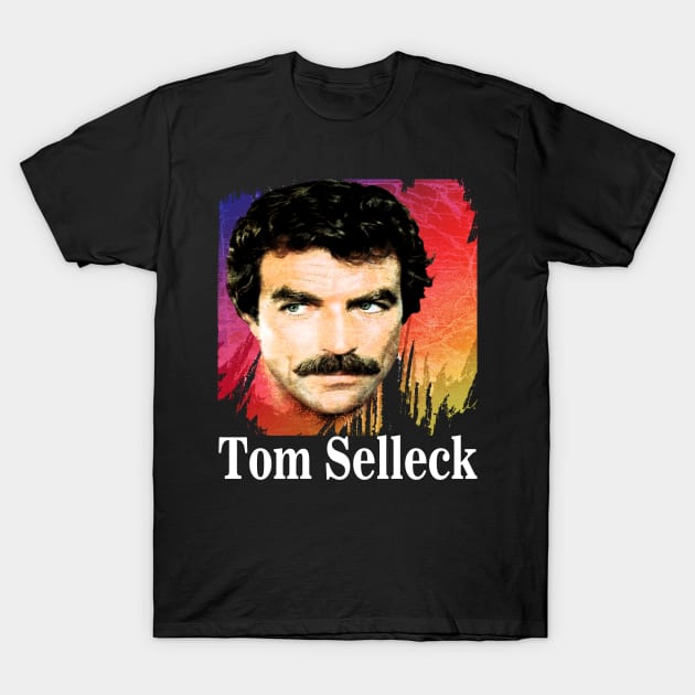 Tom Selleck-Retro 80s Aesthetic Design T-Shirt by Hursed